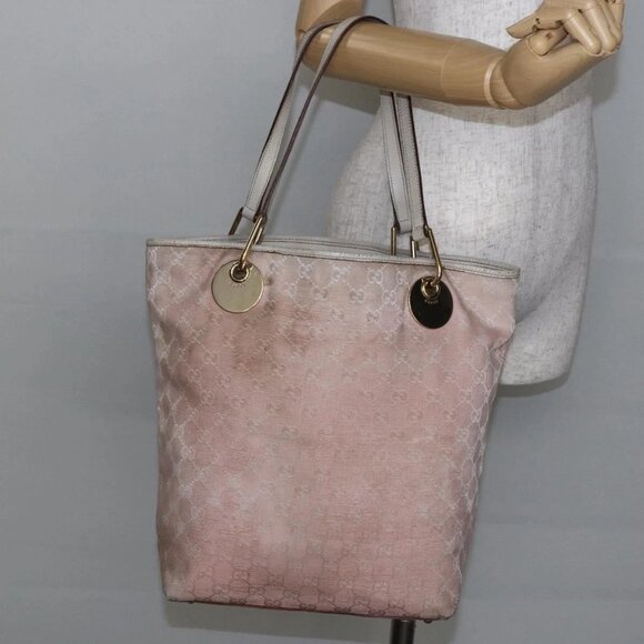 GUCCI GG Canvas Tote Bag Pink Gold 120836 Auth hk3124 - Picture 15 of 16